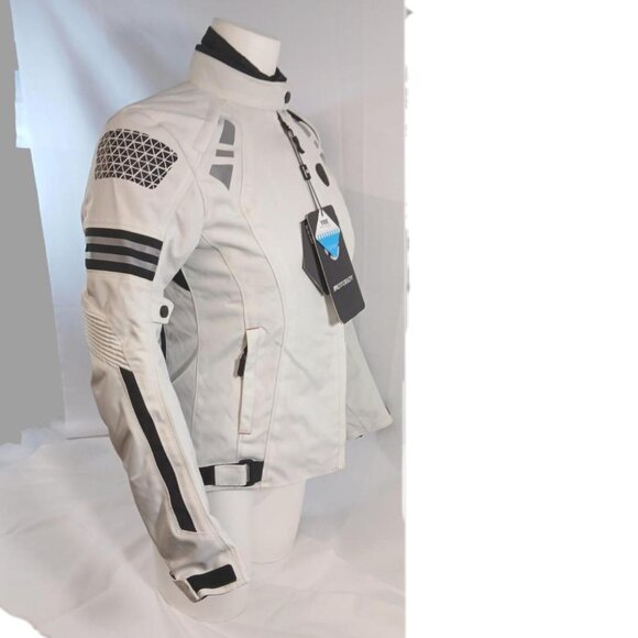 White MOTOGIRL JACKET by MOTOBOY Women's Sz 4 SMALL Blk Zip Motorcycle Messenger - Picture 3 of 11